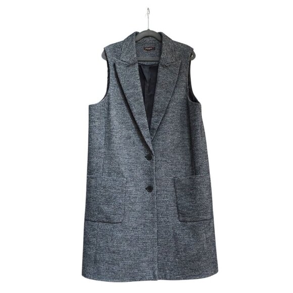 J. Mclaughlin Cate Wool Blend Tunic Black White Houndstooth Vest Classic - Picture 2 of 14